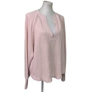 New American Eagle Womens Medium Long Sleeve Waffled Lace Deep V Neck Sweater